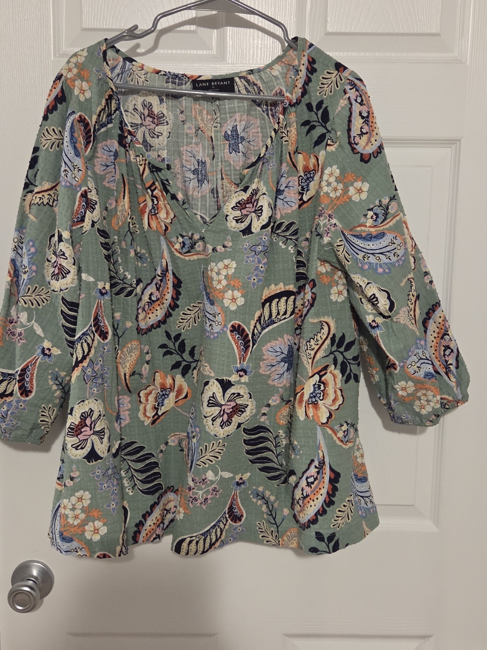 Lane Bryant Sage Green Paisley Floral Tunic